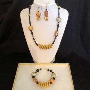 Necklace, earrings & bracelet set